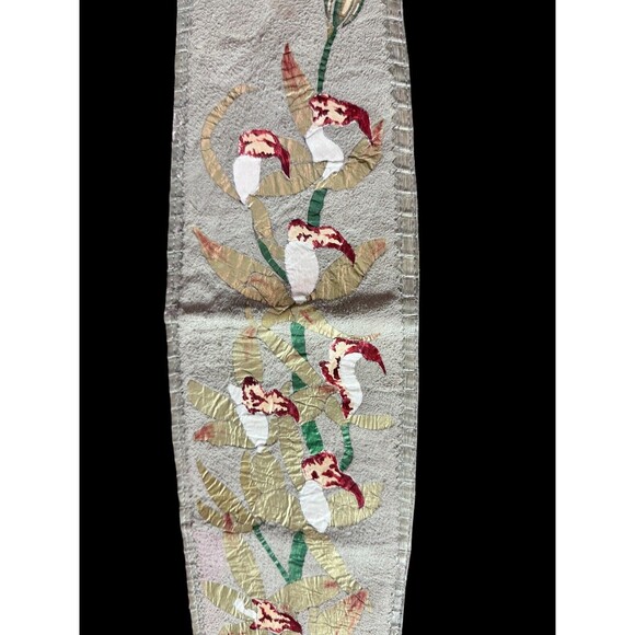 Vintage Hand Painted Orchids Saude Leather Tie Belt 70s - Picture 4 of 8